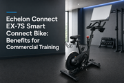 Echelon Connect EX-7S Smart Connect Bike with pivoting touchscreen in a commercial gym