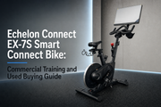Echelon Connect EX-7S Smart Connect Bike with touchscreen in a commercial gym