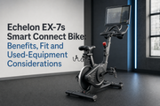 Echelon EX-7s Smart Connect Bike with rotating touchscreen in a commercial gym