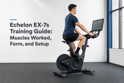Rider demonstrating proper seated form on an Echelon EX-7s Smart Connect Bike