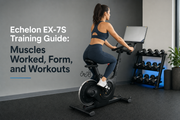 Rider demonstrating proper seated form on an Echelon Connect EX-7S Smart Connect Bike