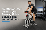 FreeMotion S11.9 Chain Drive Indoor Cycle being used with proper seated riding form