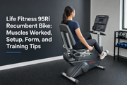 Life Fitness 95Ri recumbent bike with a user demonstrating proper seated cycling form
