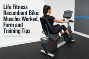 Life Fitness Recumbent Lifecycle Exercise Bike demonstrating proper setup and pedaling form