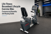 Life Fitness Recumbent Lifecycle Exercise Bike in a commercial gym