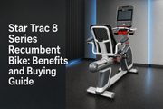 Star Trac 8 Series recumbent bike with supported seat and console in a commercial gym