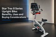 Star Trac 8 Series Upright Bike in a commercial gym setting