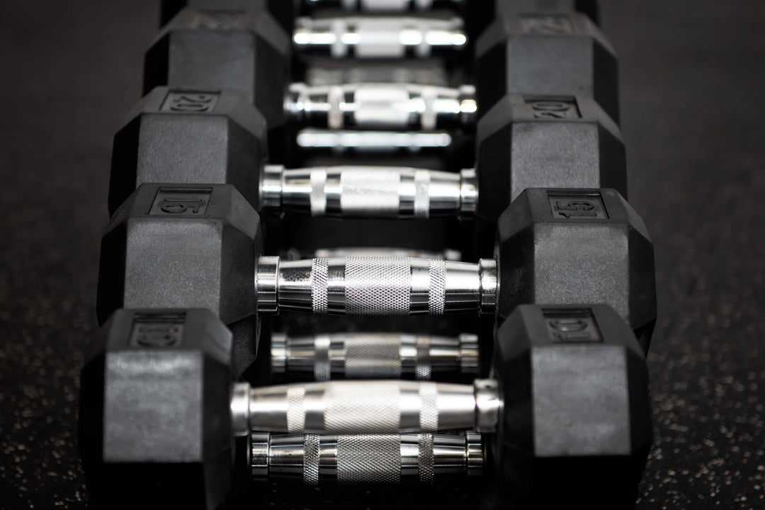 Rubber HEX Dumbbell Set 5-50 LBs